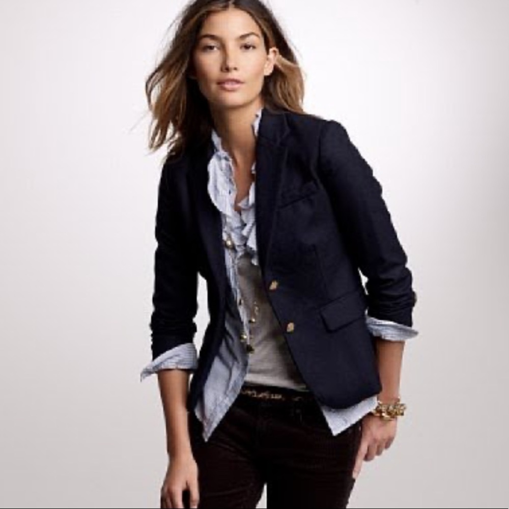 J. Crew Factory Navy Single-Breasted Tailored Blazer